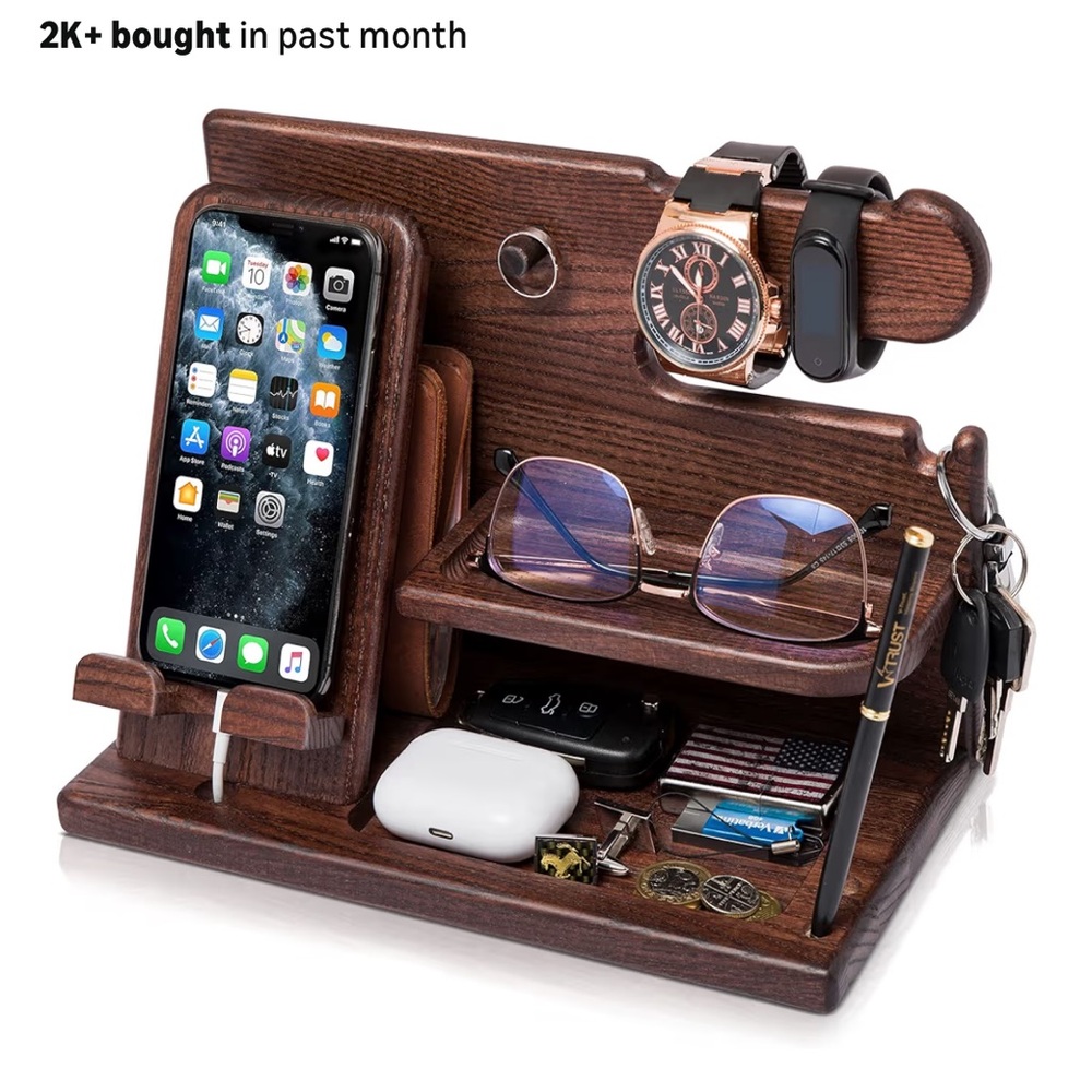 Wooden Organizer with Dark Brown Finish